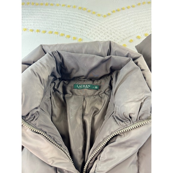 Lauren Ralph Lauren Womens Taupe Down Filled Puffer Toggle Parka Coat Large - Picture 9 of 13